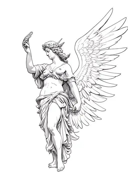 winged victory tattoo design idea