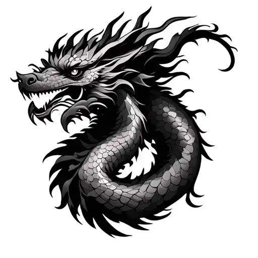 gemini zodiac sign japanese dragon tattoo design idea