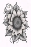 sunflower with delicate vines elbow bend tattoo design idea