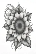 sunflower with delicate vines elbow bend tattoo design idea