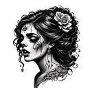 lady head cry tattoo design idea