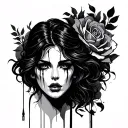 lady head cry tattoo design idea