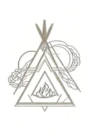 teepee, wild west, fire, rose tattoo design idea