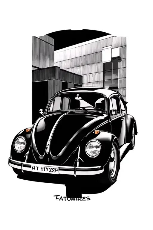 Volkswagen beetle tattoo design idea