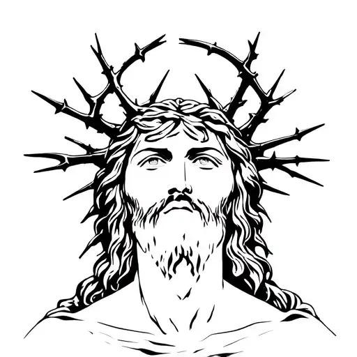 back of Jesus with thorn crown tattoo design idea