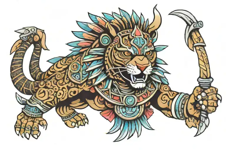 Aztec jaguar warrior tattoo design idea