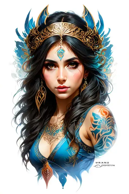 Mirana from Dota 2 realism tattoo tattoo design idea