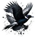 feather breaking off into crows flying tattoo design idea