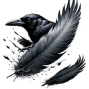 feather breaking off into crows flying tattoo design idea