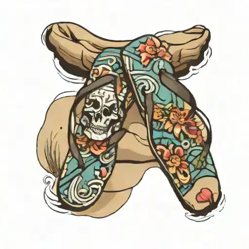 flip flops on the beach tattoo design idea