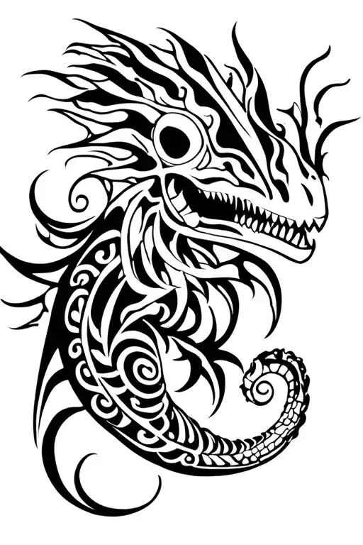tribal chameleon of death tattoo design idea