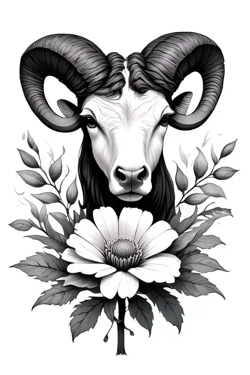 aries zodiac sign and march birth flower tattoo design idea