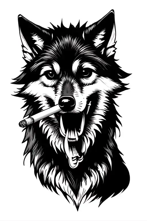 Coyote chewin' on a cigarette tattoo design idea