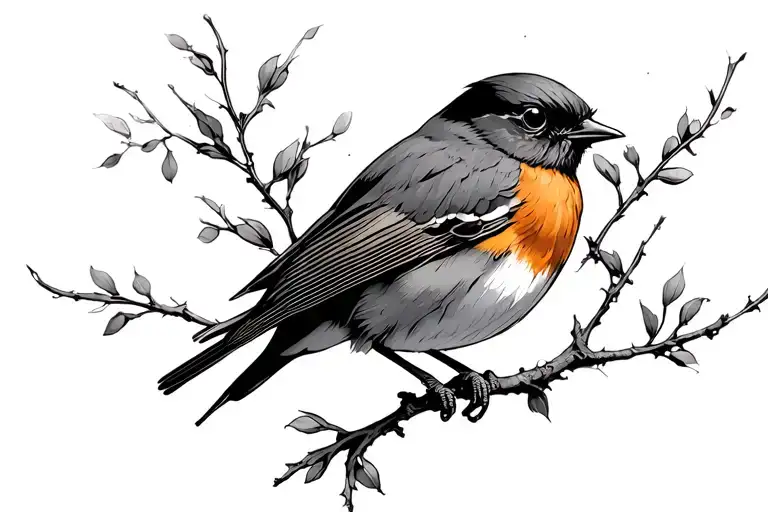 robin line art representation tattoo design idea