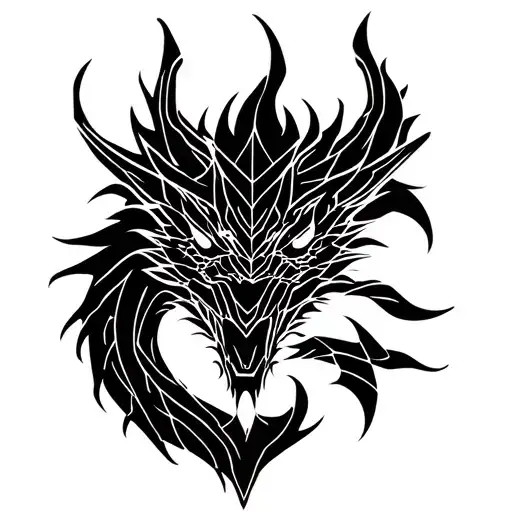 dragon face front tattoo design idea