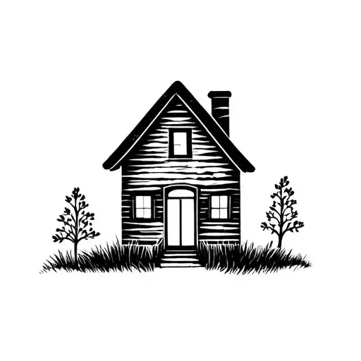 Rural house tattoo design idea