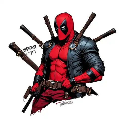 grimreaper in deadpool costume tattoo design idea