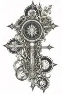 cross with compass in the middle tattoo design idea