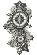 cross with compass in the middle tattoo design idea