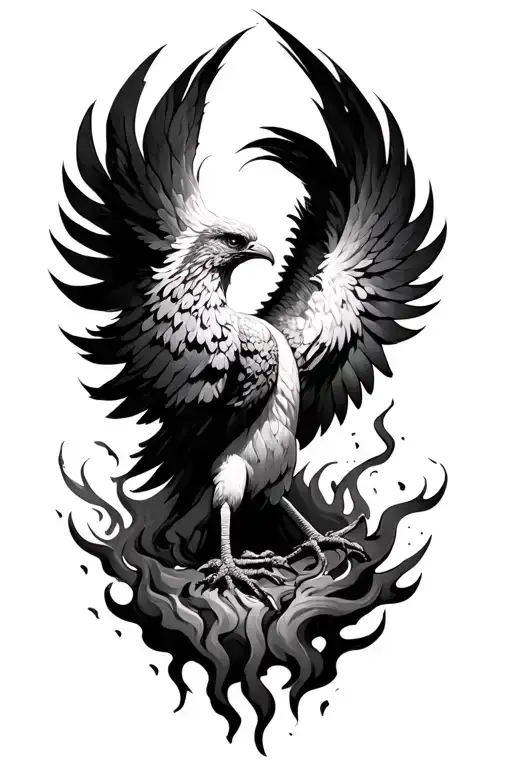 phoenix rising from the ashes symbolizing giving yourself grace  tattoo design idea
