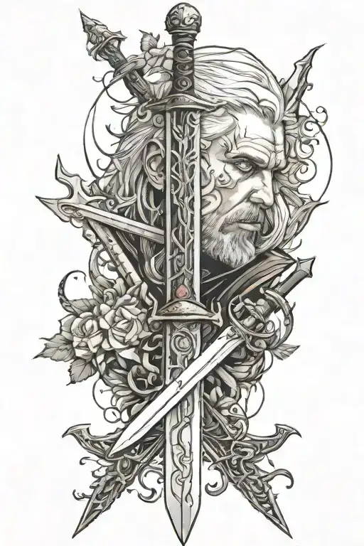 witcher sword tattoo tattoo design idea