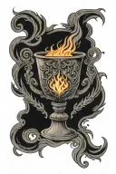 chalice with fire and empath protection symbol intertwined tattoo design idea