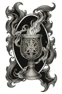 chalice with fire and empath protection symbol intertwined tattoo design idea