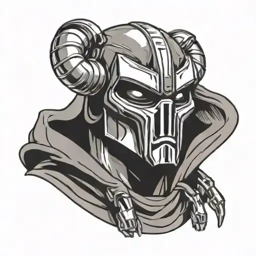 mf doom in animated style tattoo design idea