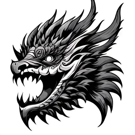 naga raksha mask outline tattoo design idea