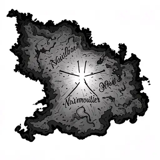 outline of the island of noirmoutier with a cross to the north east tattoo design idea