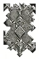 M.C. Escher-Inspired: Complex, surreal designs with interlocking shapes, stairs, and optical illusions. tattoo design idea