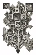 M.C. Escher-Inspired: Complex, surreal designs with interlocking shapes, stairs, and optical illusions. tattoo design idea