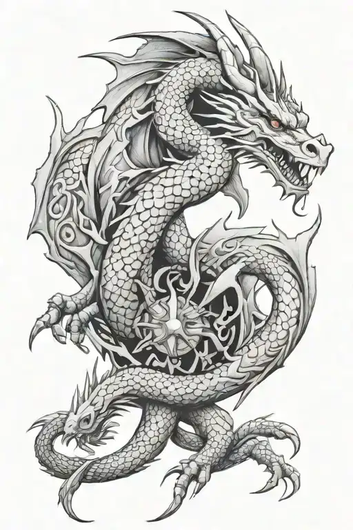 dragons and knights tattoo design idea