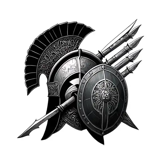 . Sleeve with the chronology of wars ** - ** upper part **: Spartan phalanx (spears and shields in a single wall).   - ** middle **: tattoo design idea
