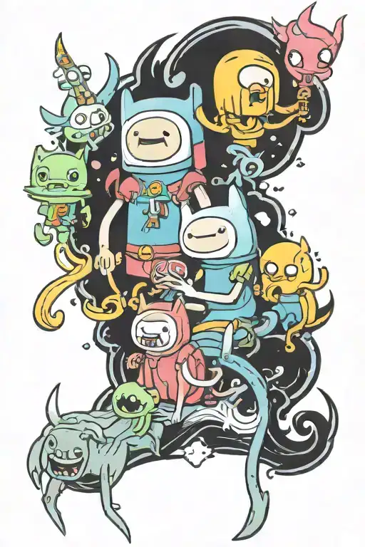 adventure Time characters tattoo design idea