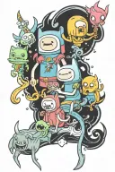 adventure Time characters tattoo design idea