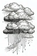 Rainy cloud with rain dropping down tattoo design idea