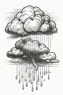 Rainy cloud with rain dropping down tattoo design idea