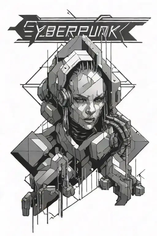 cyberpunk 2077 geometrical tattoo design idea
