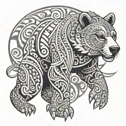 brother bear in polynesian tattoo design idea
