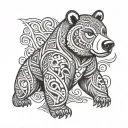 brother bear in polynesian tattoo design idea