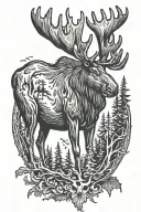 moose bucking antlers tattoo design idea