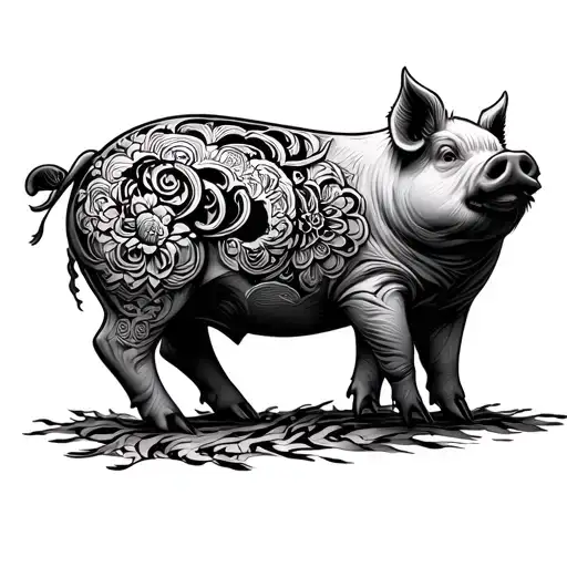 Inspiration of Chinese zodiac signs that are pigs and plain zodiac signs that are virgin used symbols tattoo design idea