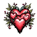 large heart with three small hearts  tattoo design idea