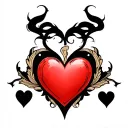 large heart with three small hearts  tattoo design idea