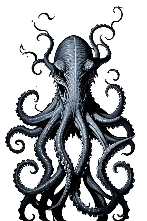 kraken black and grey tattoo design idea