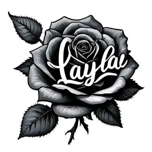"selflove" the name layla with a rose tattoo design idea
