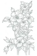 carnation and snowdrop in the background with name cross tattoo design idea