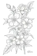 carnation and snowdrop in the background with name cross tattoo design idea