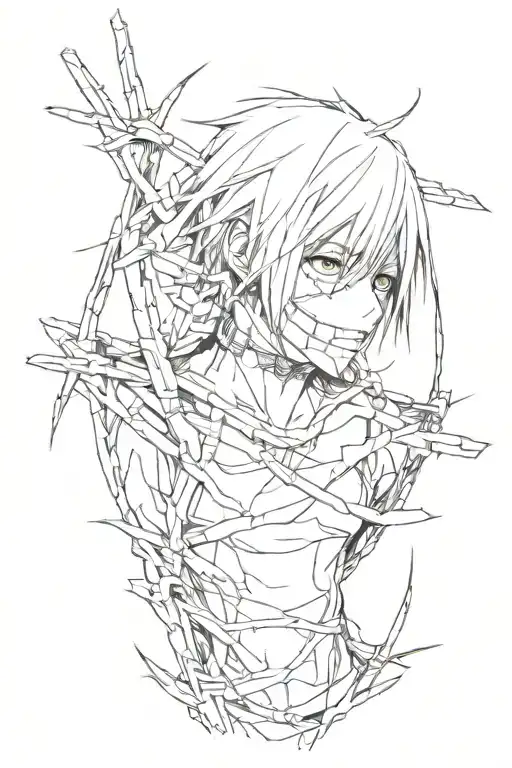 Barbed wire and Tokyo Ghoul anime style tattoo tattoo design idea